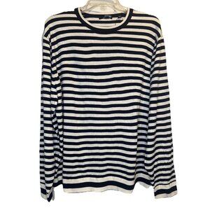 Murano Modern Performance Men’s BLACK IVORY Striped Long Sleeve Sweater Sz XXL